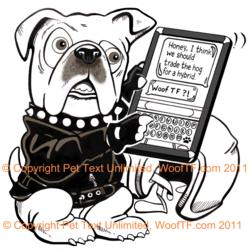 The WoofTF Biker Bulldog | © Copyright Pet Text Unlimited